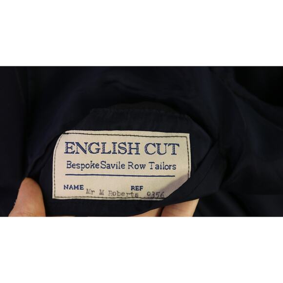 English Cut Bespoke Savile Row Tailors Navy Chalkstripe Suit Blazer Jacket 50L - Picture 9 of 9